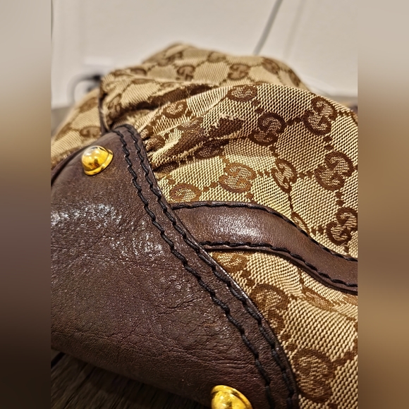 GUCCI Jockey Tote - Canvas with gold hardware - Pre-owned - Picture 7 of 17